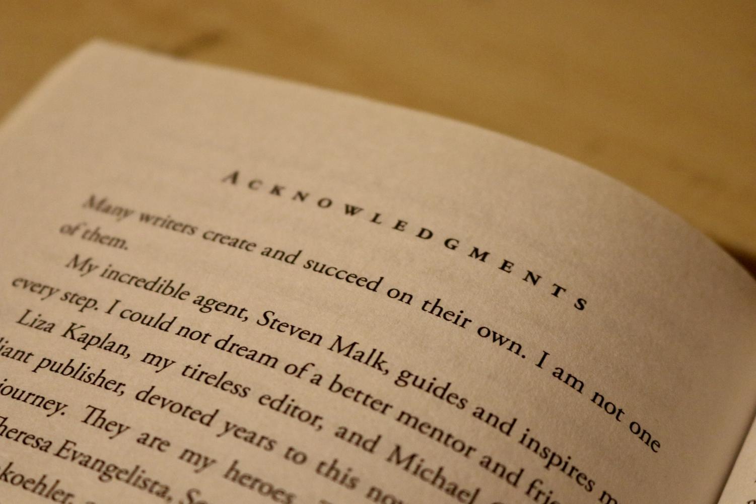 The acknowledgements page from Ruta Sepetys historical fiction novel, Salt to the Sea.