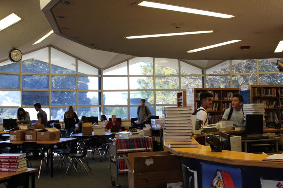 This photo was taken before distance learning began. Since March 13, the Bonita Vista High (BVH) library has been closed except for essential purposes, including technology assistance and textbook recollection. BVH students are currently not allowed to study or participate in any other activity in the library.