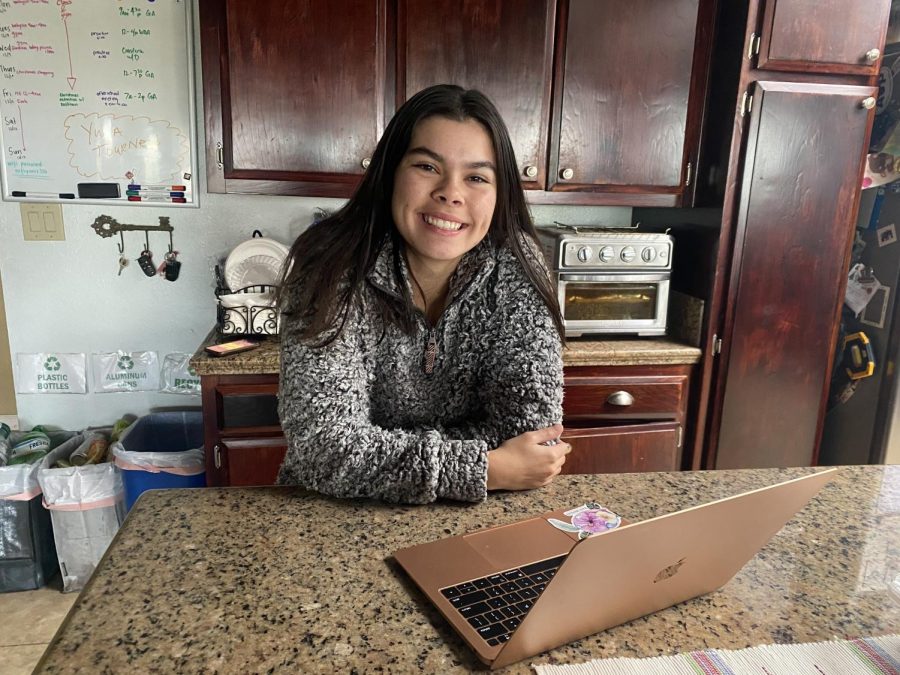 Associated Student Body (ASB) President and senior Nicole Hill likes to work in her bedroom and then move to her kitchen once the house is quiet and empty. Hill prefers a change in scenery since “its hard [for her] to just focus in one spot the entire day.”