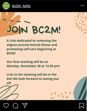 Bring Change 2 Minds (BC2M) first post was made to advertise the clubs opening. Their first post was made on Nov. 25, after the clubs official registration with ASB.