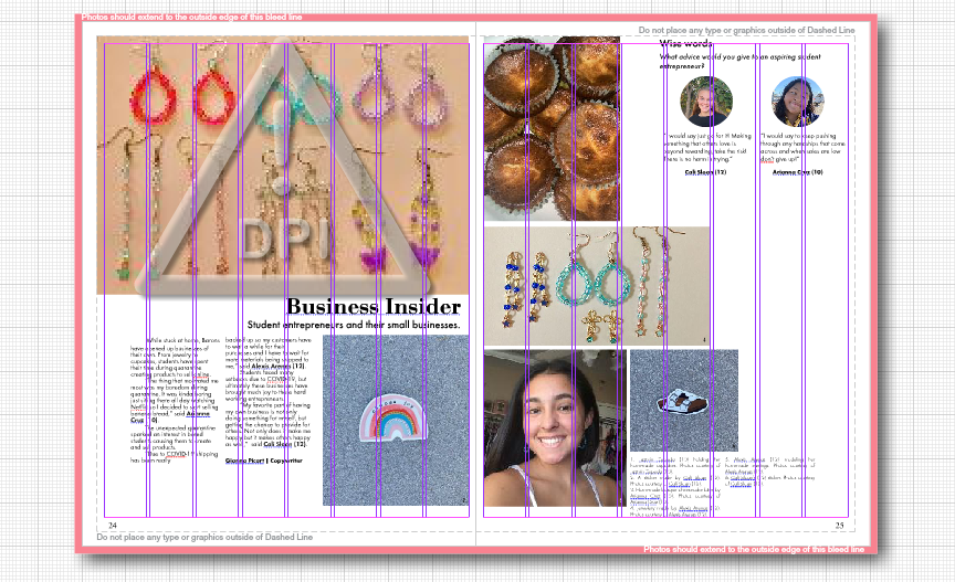 Managing Editor of the Excalibur, BVHs yearbook and senior Ysabelle Henry gives an inside look into what the yearbook staff sees when making the pages of the book. In this featured image Gianna Picart is featured with a small business she has started.