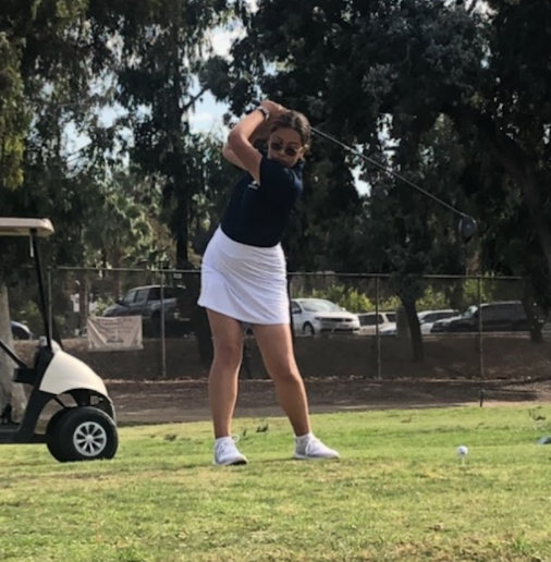 Freshman Victoria Takaki took her first stroke for the first hole of the match against Otay Ranch High. Takaki is part of the first pair of golfers in the match.