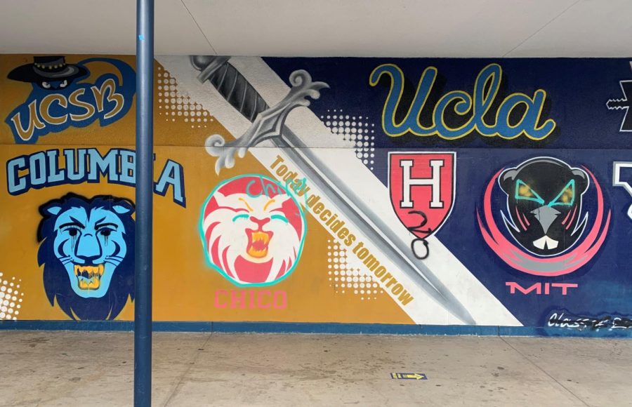 The mural on the 200s building is believed to have been vandalized the night of Halloween. The college mural was left by the class of 2010 that was crossed out with spray paint by the suspect(s).