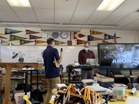 A BVH administrator walks around class 703 during 5th period while on a video call with a WASC administrator. This process lasted around two days to be able to show WASC administrators most of the school and classes. 