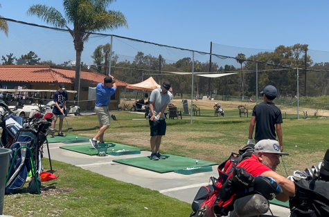 After registering for the Bonita Vista High football golf tournament, players warmed up at the driving range. Registration opened at noon and the tournament began at 1 p.m.