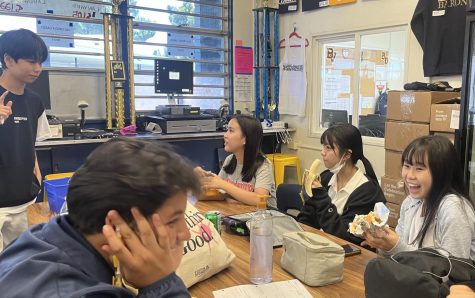 (Left to right) Leon Mine, Alex Cruz, Tamami Kobayasi, Mayu Inoue and Natsuki Tange hangs out at the ASB during lunch while interacting with other students. The Japanese Delegates ultimate goal is to experience the American culture BVH students experience. 