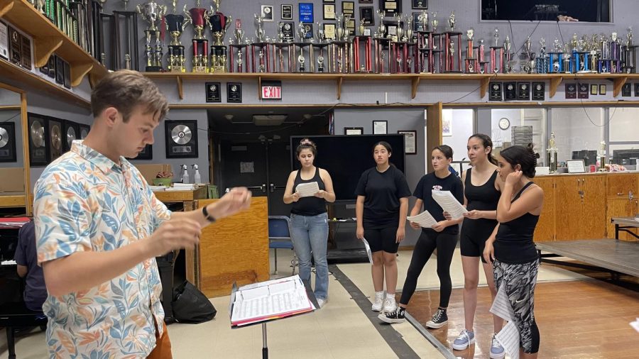 On Sep. 12, Bonita Vista High Schools Vocal Music Departments teacher, Michael Atwood, is teaching his students how to control their vocals through a song.