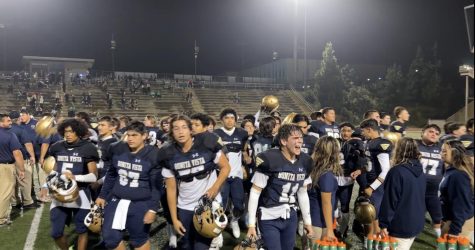 Celebrating their home victory on Friday September 9th at Southwesterns football field. Bonita Vista Highs football team cheers for their first win of the season. Pure essense of satisfaction is emitted by the team, Wide Receiver #11 Xavier Bravence lets out a cry of victory heard across the field. (Photo/Uriel Lopez)
