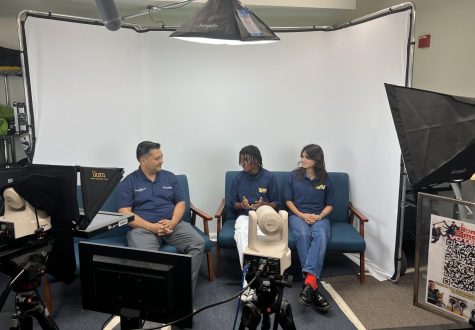 Daily BVTV broadcasts and Interviews are held in studio in room 202A. On Monday, September 12th 2022 BVTV interviewed Dr. Del Rosario on the left, in the center Mikial Hodges, and Vivian Schupp on the right.