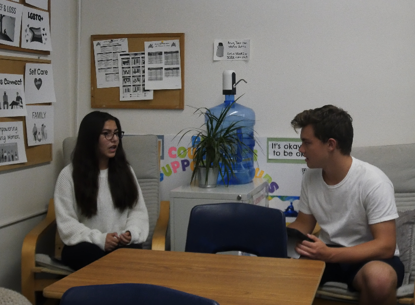 On September 8, junior Aaliyah Victoria and senior Miles Tobitt held a peer counselor meeting in room 916. They discuss plans for the Health Fair that will take place at Bonita Vista High after spring break.