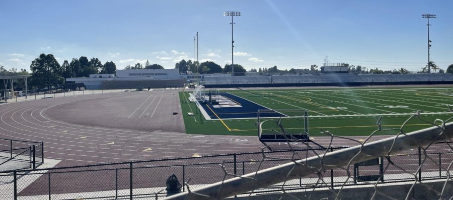 On September 15, this was the current state of the new football field at Bonita Vista High. This is the view from JV baseball coach Mark Tighes backyard who lives on the east side next to the school.