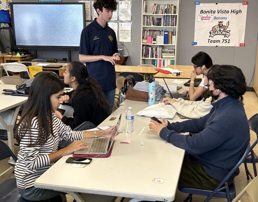 TedX is a program that helps members of a community gain a voice. Club members seniors Giselle Geering, Stephanie Ling, Cyan Schiele and Marvin Canton can be seen having a meeting on the upcoming TedX topic in room 401.