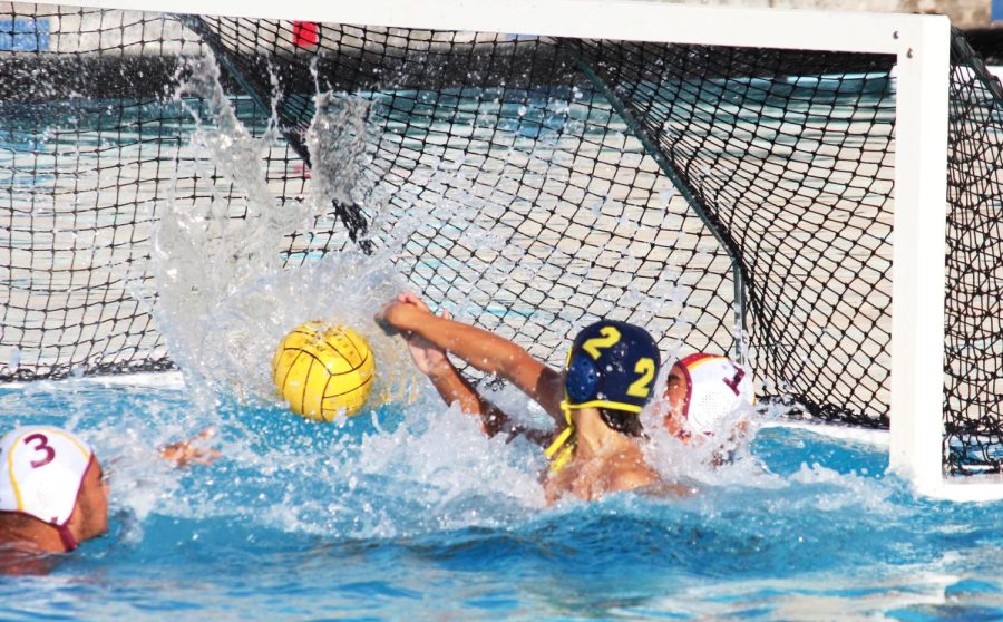 Junior Santiago Salinas (2) uses a backhand throw to score on Southwesterns goalie. The game ended with a score of 20-1.