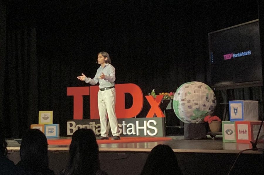 On Apr. 15 at the Bolles theater sophomore and TEDx speaker, Kai Winkle speaks on issues about composting at home and creating habits that can contribute towards a more sustainable future. Winkle is the second to last speaker of the day.    