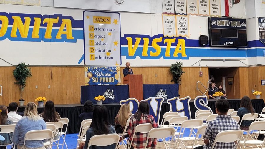 On May 2, BVH holds an award ceremony to commend students who excel in a certain subject. AP Jason Josafat closes out the ceremony by congratulating the students.