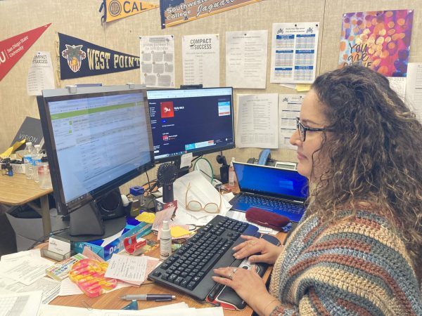Bonita Vista High Counselor Lorena Serrano works in her office at the counselling center. As one of the organizers for the new Asian-American class, she is excited students are offered this option. 