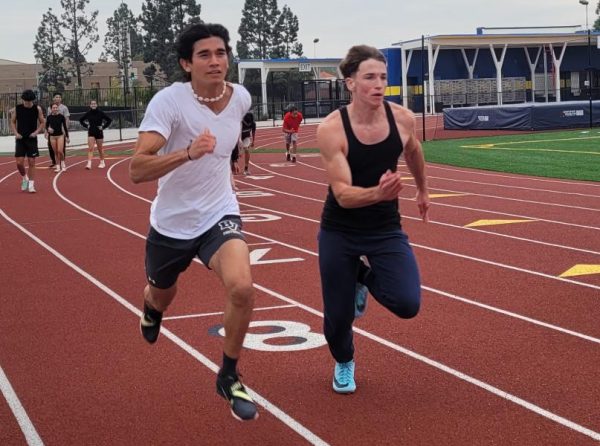 On Feb. 26, BVH senior and track athlete practiced with senior and track athlete Tyler Scott. The pair are doing sprints to warm-up for their practice.