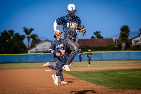 BVH shortstop and senior Luis Sosa (6) celebrates after the Barons take down the Mustangs in order to end the top half of the inning. Sosas contributions and leadership would help the Barons tame the Mustangs.