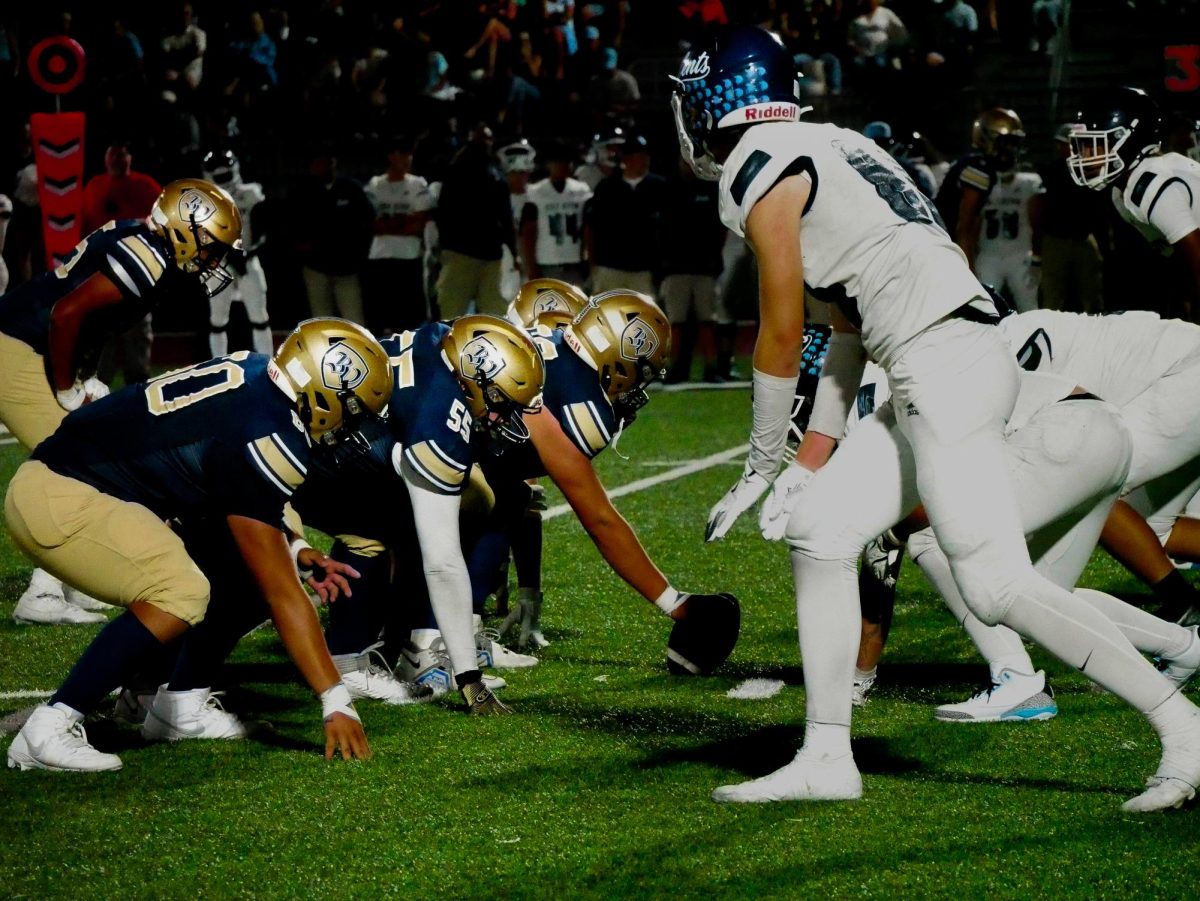 On Sep. 6, the BVH varsity football team challenged University City High School (UCHS) at their first home game. The Barons offense lines up against the Centurions defense as they kick off their first quarter.