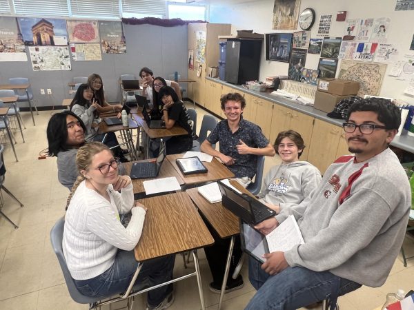 BVH students converse with foreign exchange students from Italy about their respective cultures during Patrick Beaulieu's french class.