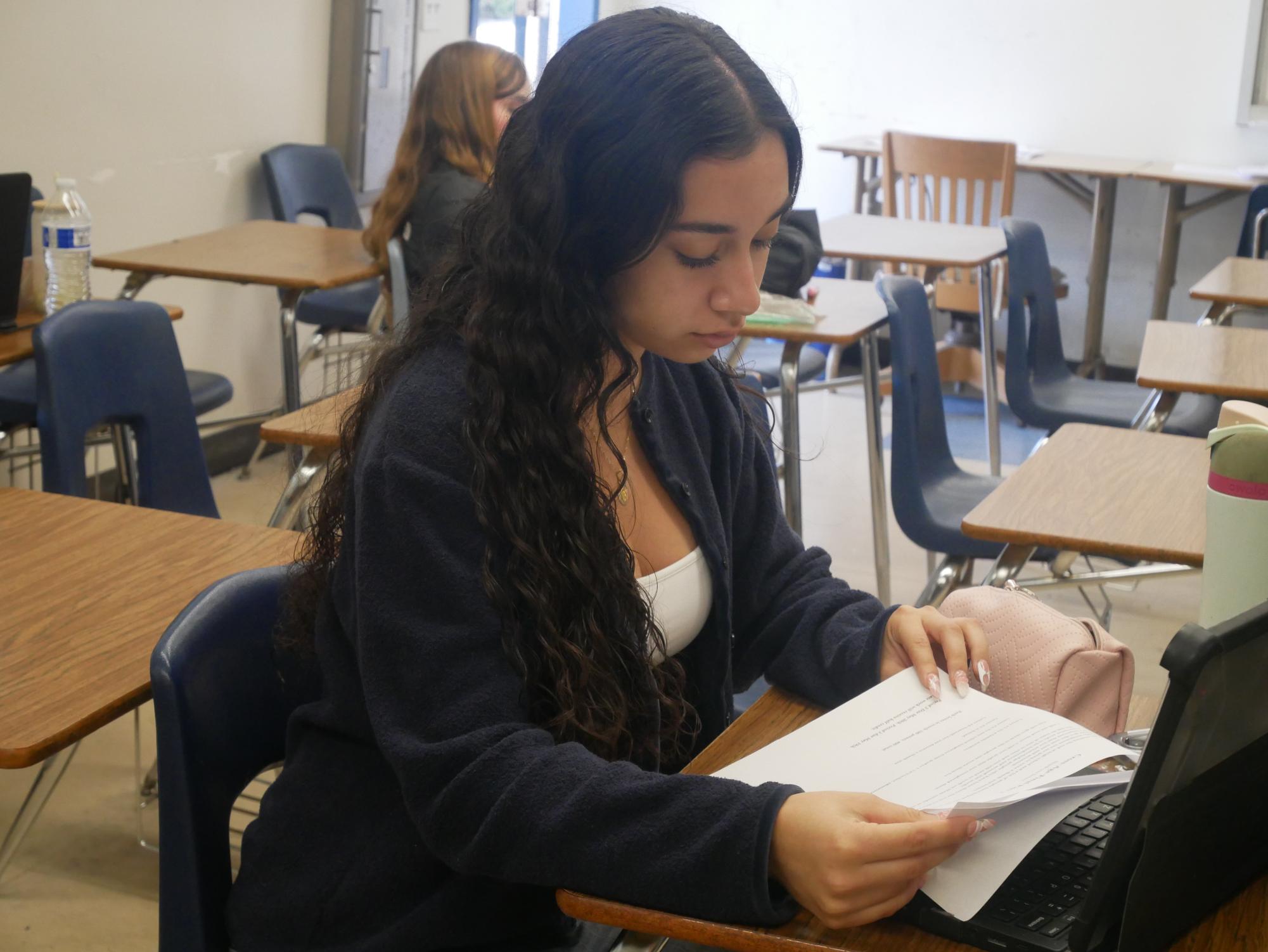 Senior Isabel Arguelles works in class. Hard work is part of what got her to where she is now.
